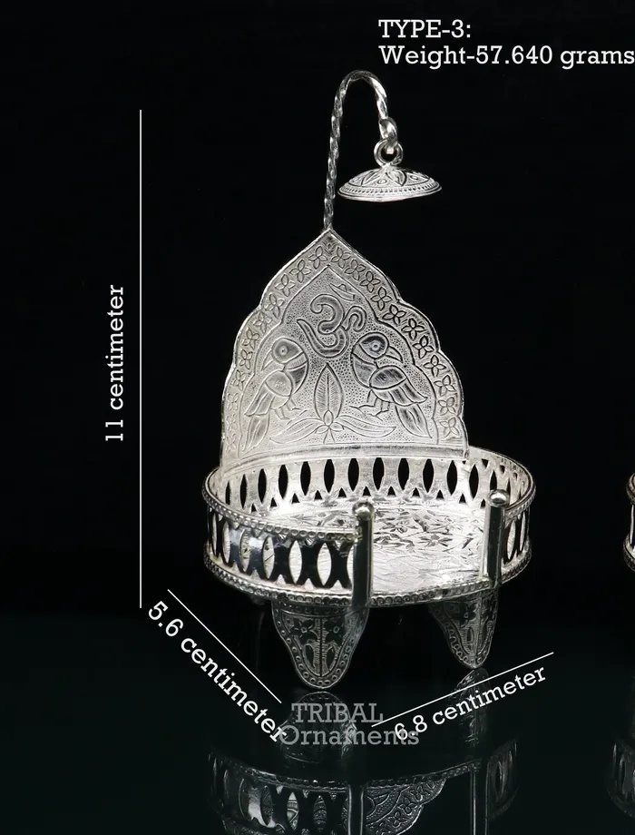TRIBAL ORNAMENTS Necklaces 925 sterling silver solid Singhasan singhasan idol god throne god statues stand chair temple puja article best collectible gift su796