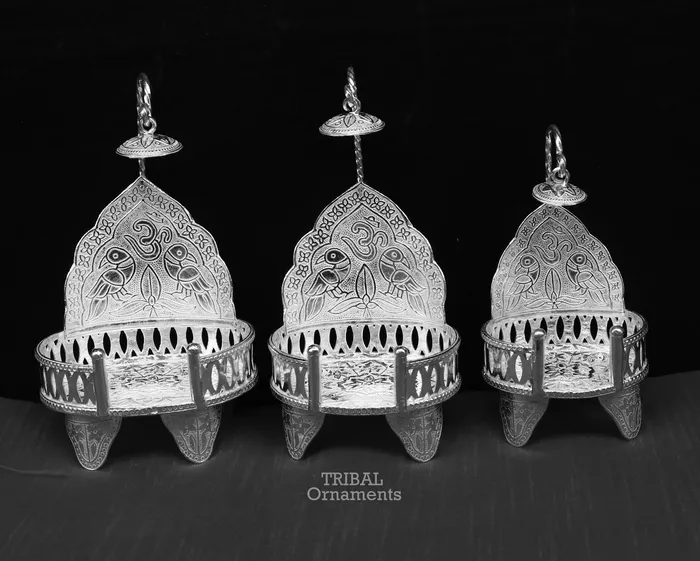 TRIBAL ORNAMENTS Necklaces 925 sterling silver solid Singhasan singhasan idol god throne god statues stand chair temple puja article best collectible gift su796