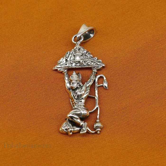 TRIBAL ORNAMENTS Necklaces Lord hanuman with mount pendant 925 sterling silver handmade divine blessing pendant amazing craftsmanship pendant gifting jewelry ssp906
