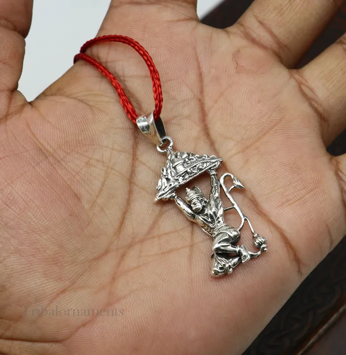 TRIBAL ORNAMENTS Necklaces Lord hanuman with mount pendant 925 sterling silver handmade divine blessing pendant amazing craftsmanship pendant gifting jewelry ssp906