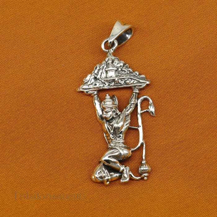 TRIBAL ORNAMENTS Necklaces Lord hanuman with mount pendant 925 sterling silver handmade divine blessing pendant amazing craftsmanship pendant gifting jewelry ssp906