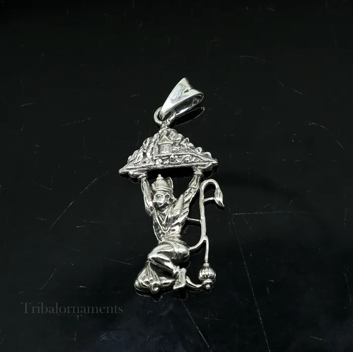 TRIBAL ORNAMENTS Necklaces Lord hanuman with mount pendant 925 sterling silver handmade divine blessing pendant amazing craftsmanship pendant gifting jewelry ssp906