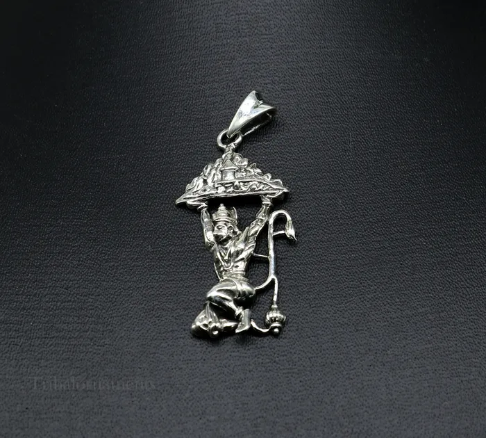 TRIBAL ORNAMENTS Necklaces Lord hanuman with mount pendant 925 sterling silver handmade divine blessing pendant amazing craftsmanship pendant gifting jewelry ssp906