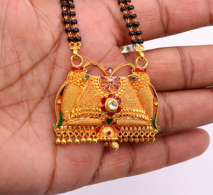 TRIBAL ORNAMENTS Necklaces Vintage antique design handmade 22kt gold amazing filigree work necklace pendant chain mangalsutra excellent jewelry from india TRIBAL ORNAMENTS Necklaces Vintage antique design handmade 22kt gold amazing filigree work necklace pendant chain mangalsutra excellent jewelry from india