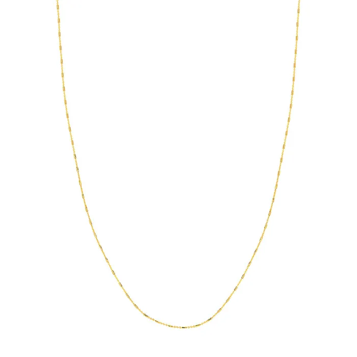 14K Yellow Gold Barrel Saturn Cable Chain Necklace Croghans Necklaces