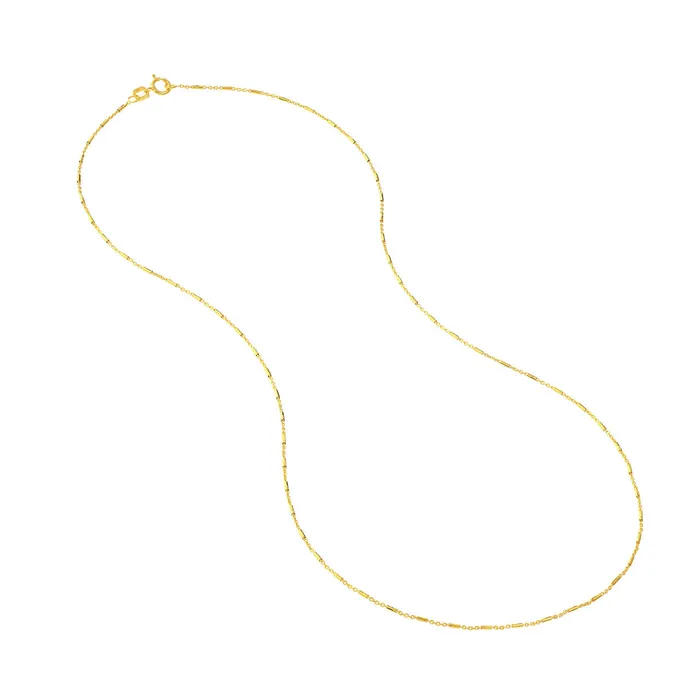 14K Yellow Gold Barrel Saturn Cable Chain Necklace Croghans Necklaces