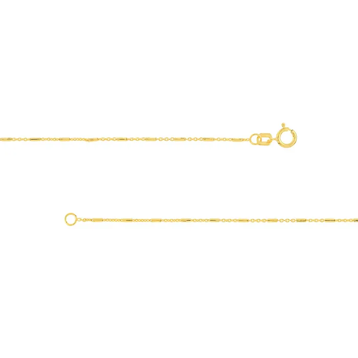 14K Yellow Gold Barrel Saturn Cable Chain Necklace Croghans Necklaces