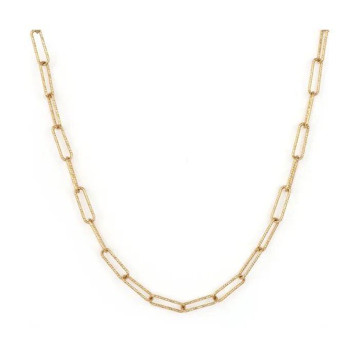 14K Yellow Gold Diamond Cut Paperclip Chain Necklace Croghans Necklaces