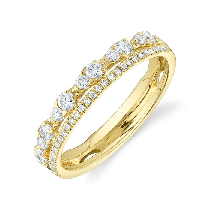 14K Yellow Gold Layered Diamond Band Wedding Bands Rings