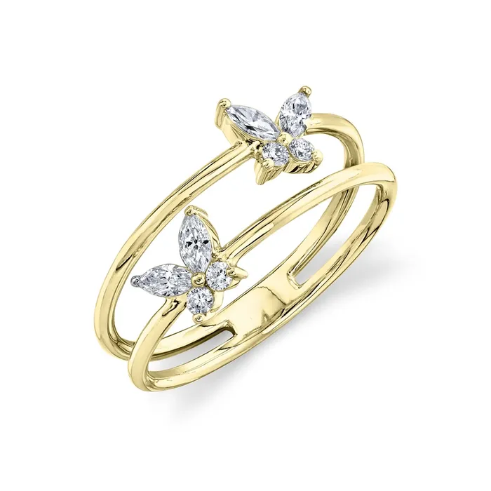 14K Yellow Gold Split Diamond Butterfly Ring Meierotto Jewelers Rings