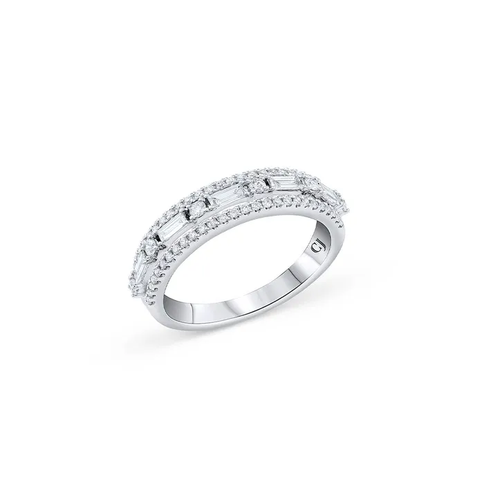 18K White Gold Diamond 055ctw Halfway Band CJ Charles Jewelers Rings