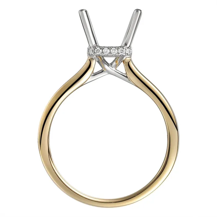 18K Yellow Gold Ring with 18K White Gold Rectangle Hidden Halo Diamond Head Engagement Collections Rings 18K Yellow Gold Ring with 18K White Gold Rectangle Hidden Halo Diamond Head Engagement Collections Rings