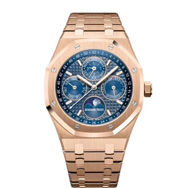 Audemars Piguet Bracelets Audemars Piguet Royal Oak Perpetual Calendar 41mm Mens Watch Ref 26574OROO1220OR02 Blue Moonphase Dial 18K Rose Gold Bracelet Audemars Piguet Bracelets Audemars Piguet Royal Oak Perpetual Calendar 41mm Mens Watch Ref 26574OROO1220OR02 Blue Moonphase Dial 18K Rose Gold Bracelet