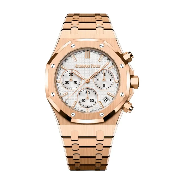 Audemars Piguet Bracelets Audemars Piguet Royal Oak Selfwinding Chronograph 50th Anniversary 41mm Mens Watch Ref 26240OROO1320OR07 White Dial 18K Rose Gold Bracelet Audemars Piguet Bracelets Audemars Piguet Royal Oak Selfwinding Chronograph 50th Anniversary 41mm Mens Watch Ref 26240OROO1320OR07 White Dial 18K Rose Gold Bracelet