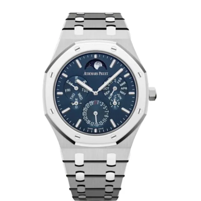 Audemars Piguet Royal Oak Selfwinding Perpetual Calendar UltraThin 41mm Mens Watch Ref 26586IPOO1240IP01 Blue Moonphase Dial Titanium Bracelet Audemars Piguet Bracelets Audemars Piguet Royal Oak Selfwinding Perpetual Calendar UltraThin 41mm Mens Watch Ref 26586IPOO1240IP01 Blue Moonphase Dial Titanium Bracelet Audemars Piguet Bracelets