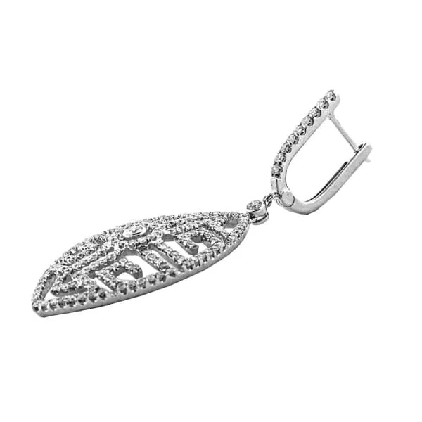 Beautiful 18k white gold diamond long Chandelier earrings EXPX7423 Diamond Source NYC Earrings