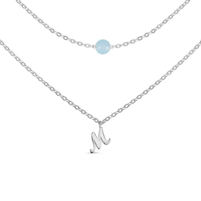 Belbren Custom Layered Initials and Tiny Moonstone Birthstone Necklace Personalized Jewelry for Women Elegant Rose Gold Gold or Silver Finish Necklaces
