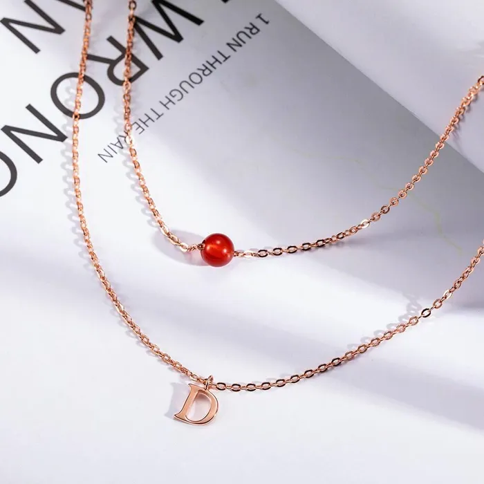 Belbren Custom Layered Initials and Tiny Moonstone Birthstone Necklace Personalized Jewelry for Women Elegant Rose Gold Gold or Silver Finish Necklaces