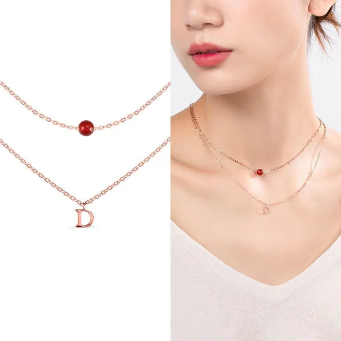 Belbren Custom Layered Initials and Tiny Moonstone Birthstone Necklace Personalized Jewelry for Women Elegant Rose Gold Gold or Silver Finish Necklaces