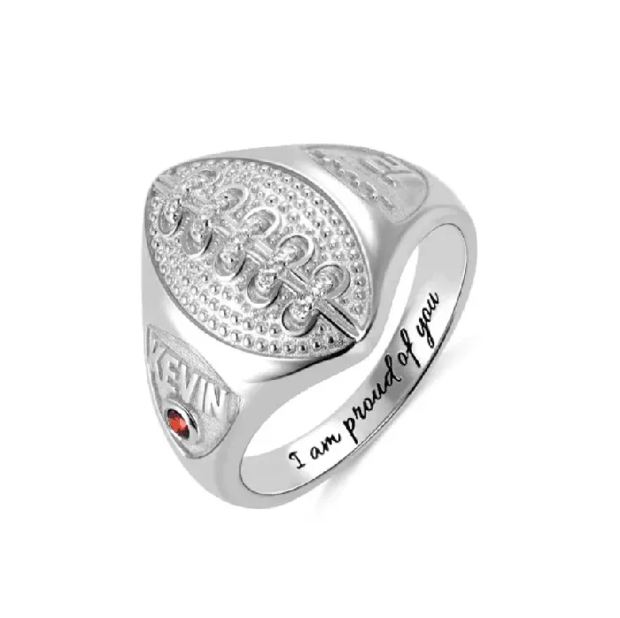 Belbren Rings Custom Football Championship Signet Ring 925 Sterling Silver Personalized Name Number Birthstone Sports Jewelry for Football Fans Belbren Rings Custom Football Championship Signet Ring 925 Sterling Silver Personalized Name Number Birthstone Sports Jewelry for Football Fans
