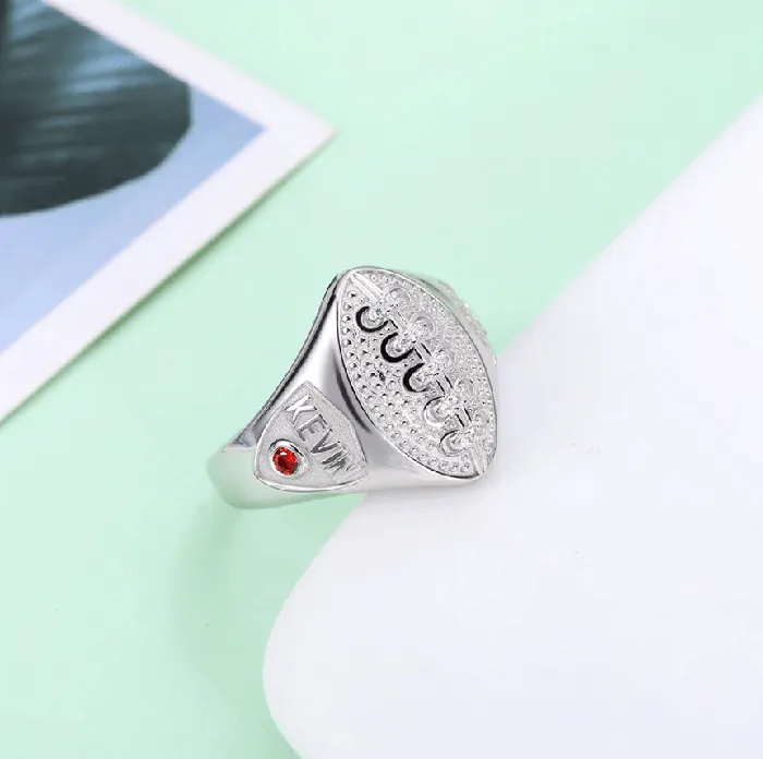 Belbren Rings Custom Football Championship Signet Ring 925 Sterling Silver Personalized Name Number Birthstone Sports Jewelry for Football Fans