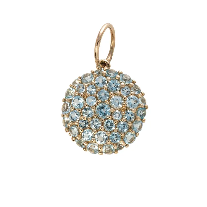 Blue Topaz Pav 14K Yellow Gold Pendant Croghans Necklaces