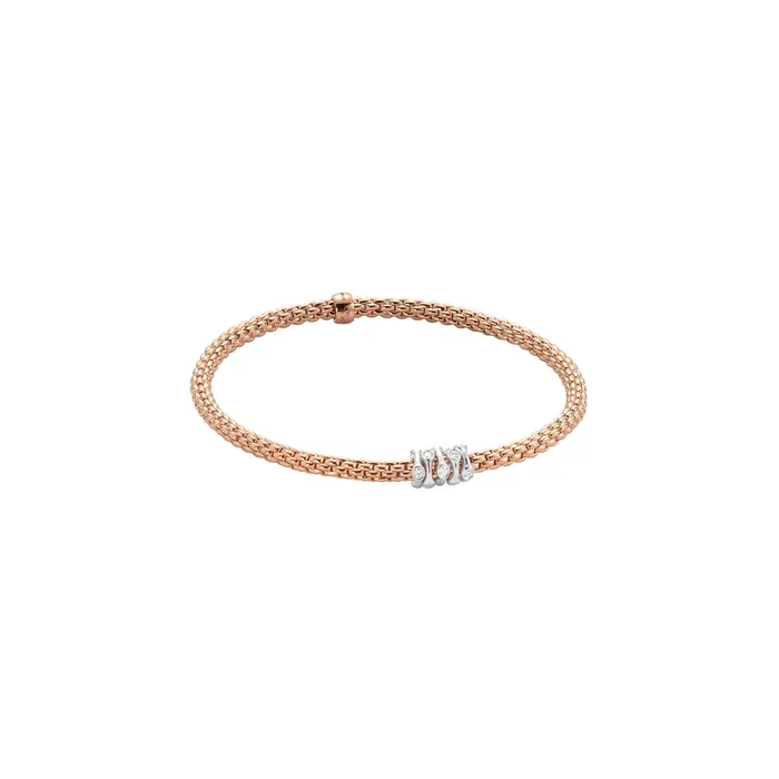 Bracelets FOPE Fope 18K Rose Gold Prima Collection Bracelet with Diamonds Small Size Bracelets FOPE Fope 18K Rose Gold Prima Collection Bracelet with Diamonds Small Size