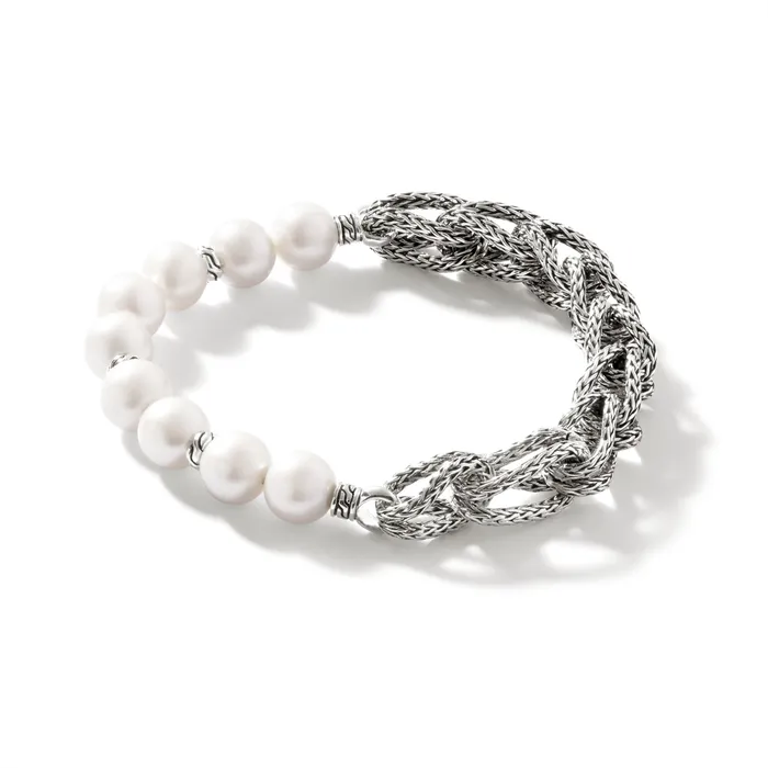Bracelets John Hardy John Hardy Classic Chain Asli Silver 105mm Link Bracelet with 995mm Cultured Fresh Water Pearls Bracelets John Hardy John Hardy Classic Chain Asli Silver 105mm Link Bracelet with 995mm Cultured Fresh Water Pearls