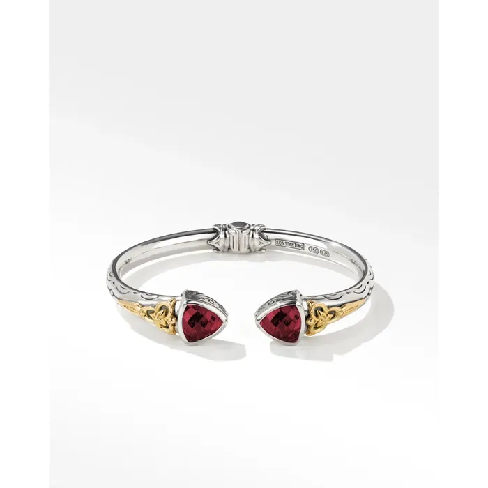 Bracelets Konstantino Konstantino Anthos Silver and 18K Gold Prism Hinge Bracelet with Corundum