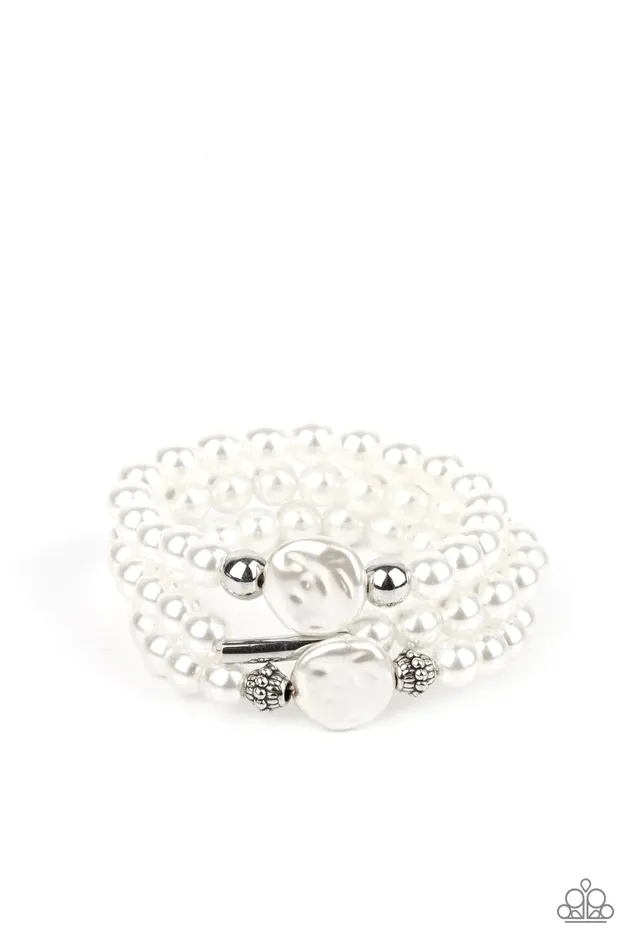 Bracelets Paparazzi Jewelry Paparazzi Bracelet Exquisitely Elegant White
