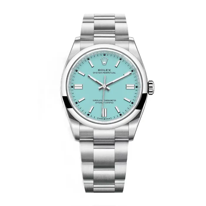 Bracelets Rolex Oyster Perpetual Tiffany 36mm Stainless steel bracelet Turquoise Tiffany Blue dial Smooth bezel Mens Watch 1260000006 Rolex Bracelets Rolex Oyster Perpetual Tiffany 36mm Stainless steel bracelet Turquoise Tiffany Blue dial Smooth bezel Mens Watch 1260000006 Rolex