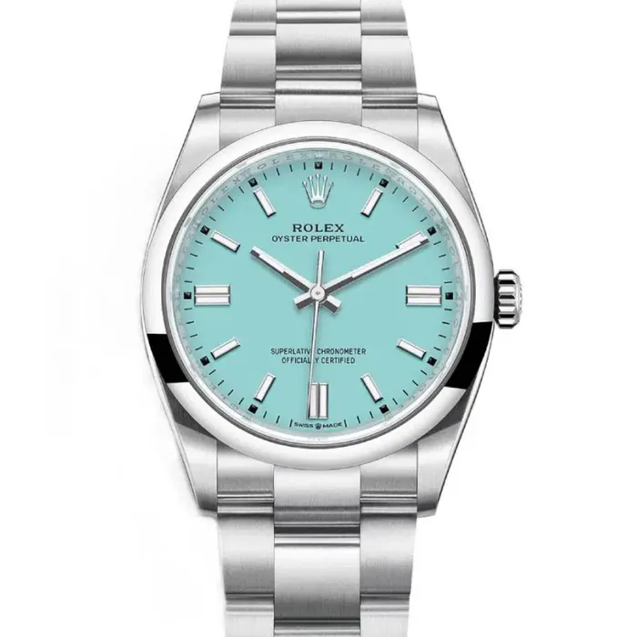Bracelets Rolex Oyster Perpetual Tiffany 36mm Stainless steel bracelet Turquoise Tiffany Blue dial Smooth bezel Mens Watch 1260000006 Rolex