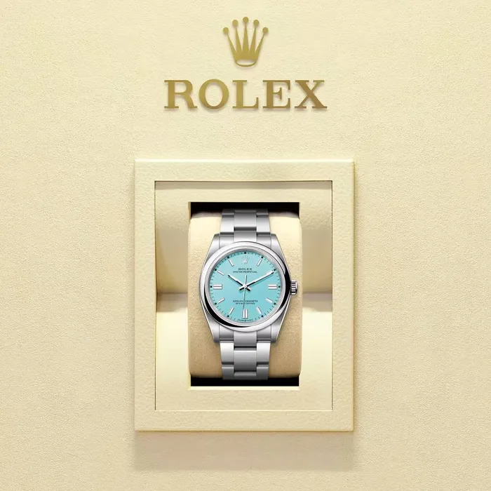 Bracelets Rolex Oyster Perpetual Tiffany 36mm Stainless steel bracelet Turquoise Tiffany Blue dial Smooth bezel Mens Watch 1260000006 Rolex