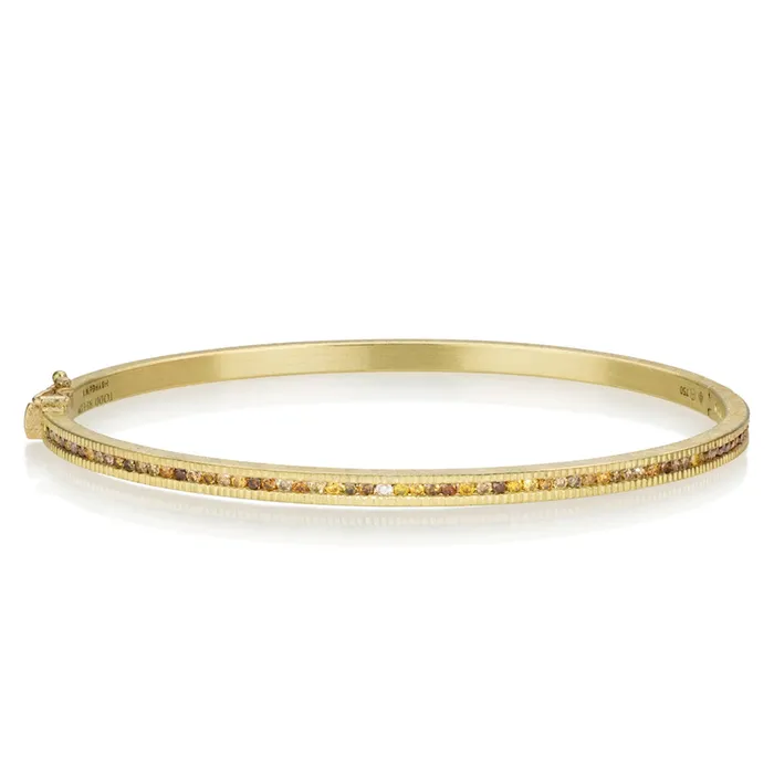 Bracelets Todd Reed Todd Reed 18K Yellow Gold Diamond Hinged Bangle Bracelet