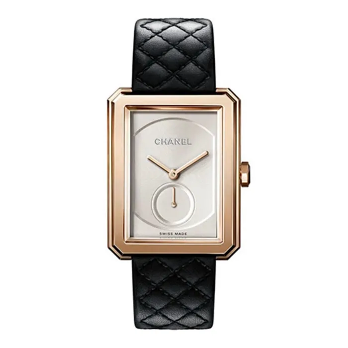 Chanel Watches Chanel BoyFriend 37mm Watch Ref H6589 Opaline Guilloche Dial in 18K Beige Gold Case Black Calfskin Strap Chanel Watches Chanel BoyFriend 37mm Watch Ref H6589 Opaline Guilloche Dial in 18K Beige Gold Case Black Calfskin Strap