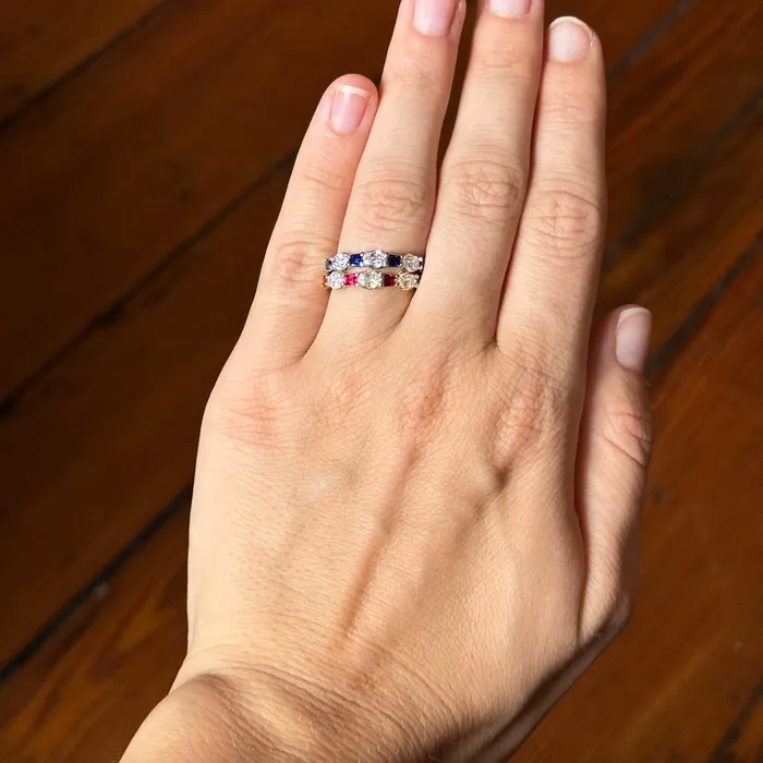 Christopher Designs Rings 55ctw LAmour Crisscut Oval Baguette Sapphire 7Stone Band