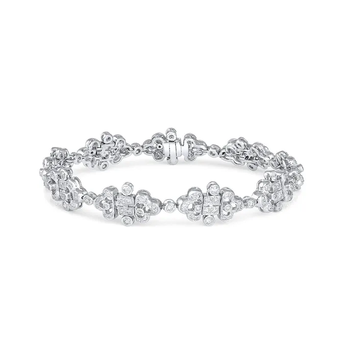 CJ Charles Jewelers 18KT WHITE DIAMOND FLOWER BRACELET Bracelets