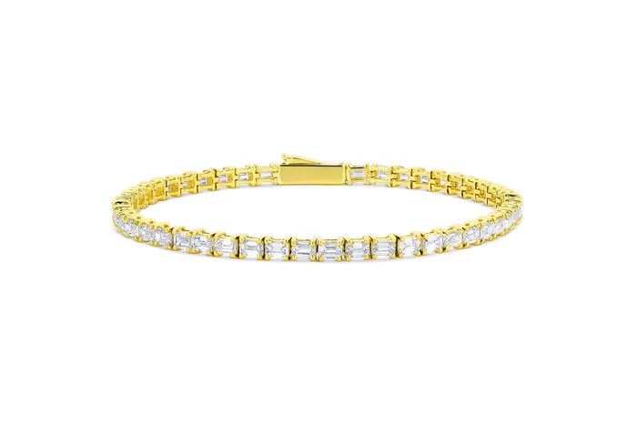 CJ Charles Jewelers Bracelets Yellow Gold Emerald Cut Diamond Tennis Bracelet CJ Charles Jewelers Bracelets Yellow Gold Emerald Cut Diamond Tennis Bracelet