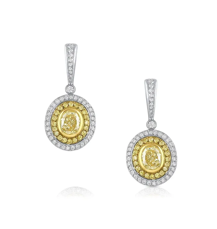 CJ Charles Jewelers Earrings Michael Beaudry 18k White Gold Fancy Yellow Drop Earrings GIA Certified CJ Charles Jewelers Earrings Michael Beaudry 18k White Gold Fancy Yellow Drop Earrings GIA Certified