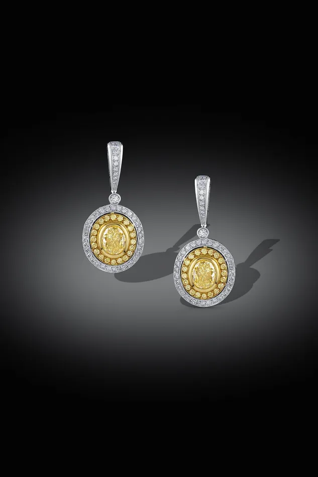 CJ Charles Jewelers Earrings Michael Beaudry 18k White Gold Fancy Yellow Drop Earrings GIA Certified CJ Charles Jewelers Earrings Michael Beaudry 18k White Gold Fancy Yellow Drop Earrings GIA Certified