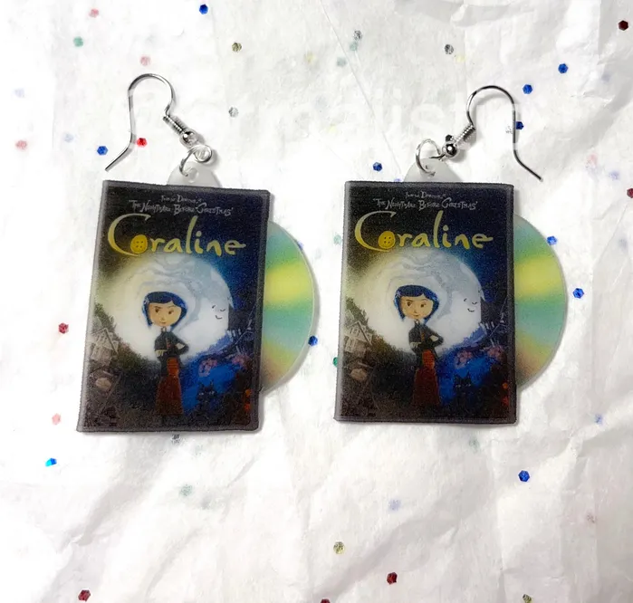 Coraline 2009 DVD 2D detailed Handmade Earrings Sam Makes Things Earrings