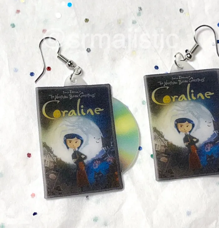Coraline 2009 DVD 2D detailed Handmade Earrings Sam Makes Things Earrings