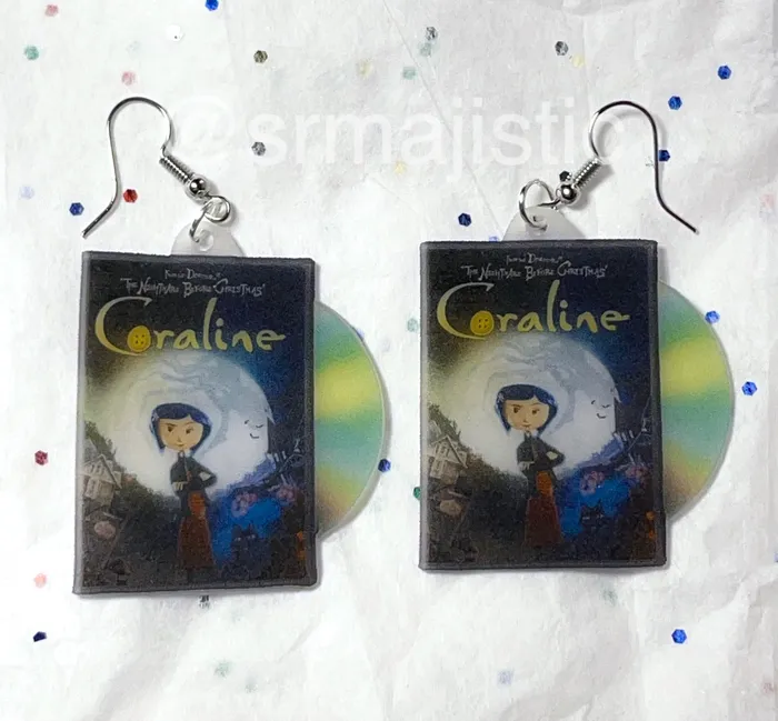 Coraline 2009 DVD 2D detailed Handmade Earrings Sam Makes Things Earrings