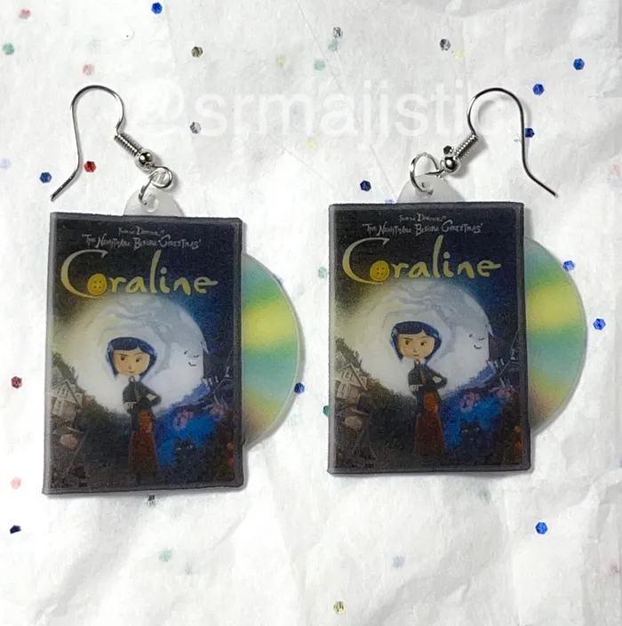 Coraline 2009 DVD 2D detailed Handmade Earrings Sam Makes Things Earrings