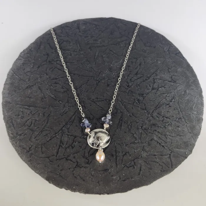 DAKOTA MOON Necklaces Silver Rabbit Necklace With Iolite And Pearl