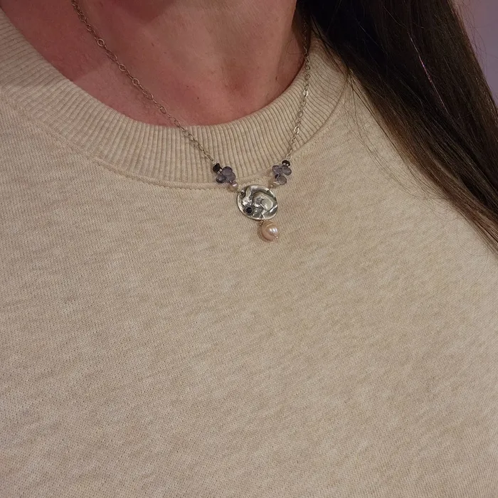 DAKOTA MOON Necklaces Silver Rabbit Necklace With Iolite And Pearl