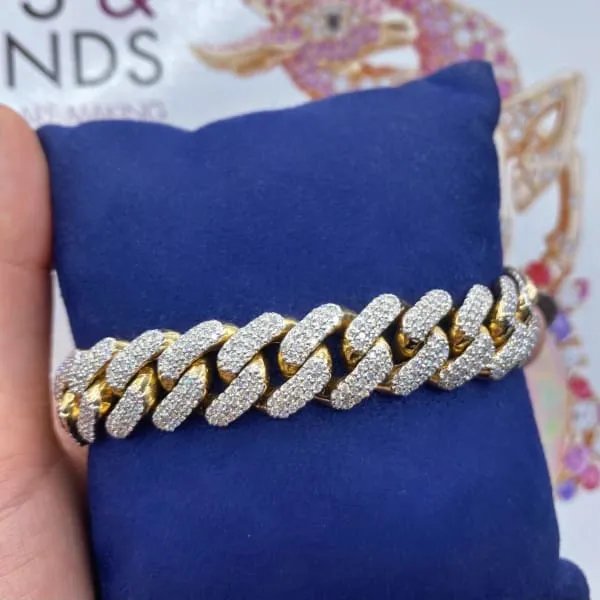 Diamond Source NYC Bracelets 14k Yellow Gold Fashion Cuban Diamond Bracelet BRA40000