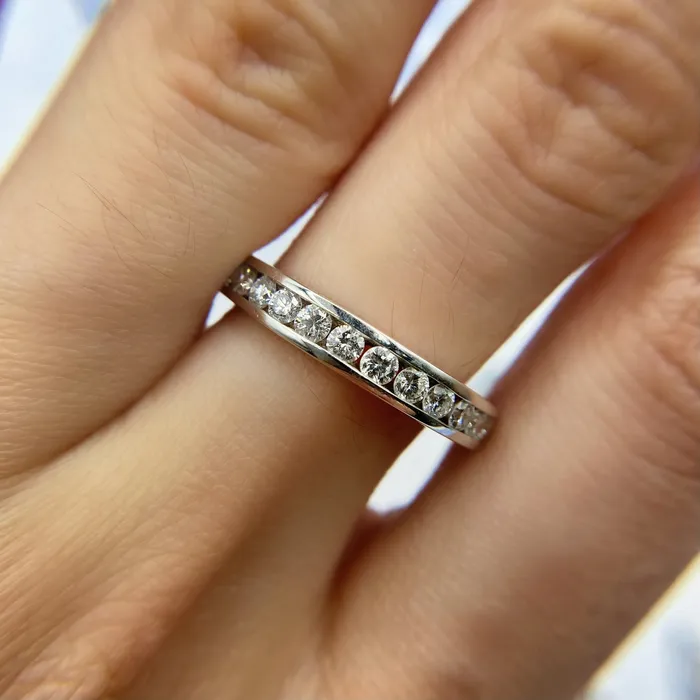 Diamond Source NYC Rings 14kt White Gold Eternity Band with 065ct Total Diamond Weight B3750