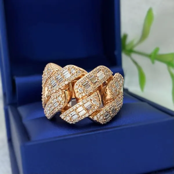 Diamond Source NYC Rings Natural Round Brilliant Baguette Diamond Cocktail Ring Set in 14K Rose Gold 218ct tw Diamond Source NYC Rings Natural Round Brilliant Baguette Diamond Cocktail Ring Set in 14K Rose Gold 218ct tw