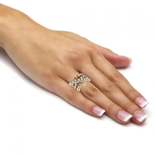 Diamond Source NYC Rings Natural Round Brilliant Multi Row Diamond Fashion Ring Set in 14K Rose Gold 800ct tw